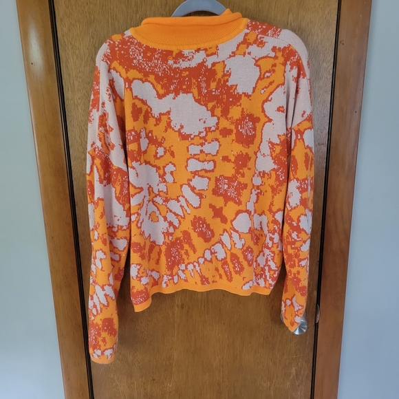 Boohoo Orange & White Knit Button-Front Cardigan | Size M - Picture 4 of 5